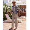 imageCOOFANDY Linen Pants Mens Lightweight Linen Pants Elastic Waist Beach Yoga Summer TrousersKhaki