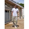 imageCOOFANDY Mens Cargo Joggers Drawstring Jogger Cargo Pants Fashion Tapered Pants with Multi PocketsLight Khaki