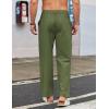 imageCOOFANDY Mens Casual Linen Cotton Pants Elastic Waist Summer Beach Trousers Lightweight Yoga Vacation PantsArmy Green
