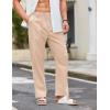 imageCOOFANDY Mens Casual Linen Cotton Pants Elastic Waist Summer Beach Trousers Lightweight Yoga Vacation PantsBeige
