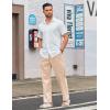 imageCOOFANDY Mens Casual Linen Cotton Pants Elastic Waist Summer Beach Trousers Lightweight Yoga Vacation PantsBeige