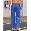 imageCOOFANDY Mens Casual Linen Cotton Pants Elastic Waist Summer Beach Trousers Lightweight Yoga Vacation PantsDark Blue