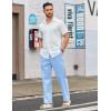 imageCOOFANDY Mens Casual Linen Cotton Pants Elastic Waist Summer Beach Trousers Lightweight Yoga Vacation PantsLight Blue