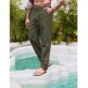 imageCOOFANDY Mens Casual Linen Pants Elastic Waist Drawstring Yoga Beach Pants Lightweight Loose Fit Trousers with PocketsArmy Green