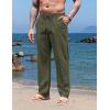 imageCOOFANDY Mens Casual Linen Pants Elastic Waist Drawstring Yoga Beach Pants Lightweight Loose Fit Trousers with PocketsArmy Green