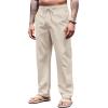 imageCOOFANDY Mens Casual Linen Pants Elastic Waist Drawstring Yoga Beach Pants Lightweight Loose Fit Trousers with PocketsBeige