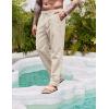 imageCOOFANDY Mens Casual Linen Pants Elastic Waist Drawstring Yoga Beach Pants Lightweight Loose Fit Trousers with PocketsBeige