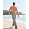 imageCOOFANDY Mens Casual Linen Pants Elastic Waist Drawstring Yoga Beach Pants Lightweight Loose Fit Trousers with PocketsBlack  White Stripe 