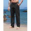 imageCOOFANDY Mens Casual Linen Pants Elastic Waist Drawstring Yoga Beach Pants Lightweight Loose Fit Trousers with PocketsBlack