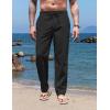 imageCOOFANDY Mens Casual Linen Pants Elastic Waist Drawstring Yoga Beach Pants Lightweight Loose Fit Trousers with PocketsBlack