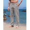 imageCOOFANDY Mens Casual Linen Pants Elastic Waist Drawstring Yoga Beach Pants Lightweight Loose Fit Trousers with PocketsGrey