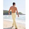 imageCOOFANDY Mens Casual Linen Pants Elastic Waist Drawstring Yoga Beach Pants Lightweight Loose Fit Trousers with PocketsKhaki  White Stripe 