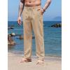 imageCOOFANDY Mens Casual Linen Pants Elastic Waist Drawstring Yoga Beach Pants Lightweight Loose Fit Trousers with PocketsKhaki