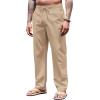 imageCOOFANDY Mens Casual Linen Pants Elastic Waist Drawstring Yoga Beach Pants Lightweight Loose Fit Trousers with PocketsKhaki