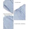 imageCOOFANDY Mens Casual Linen Pants Elastic Waist Drawstring Yoga Beach Pants Lightweight Loose Fit Trousers with PocketsLight Blue  White Stripe 