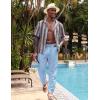 imageCOOFANDY Mens Casual Linen Pants Elastic Waist Drawstring Yoga Beach Pants Lightweight Loose Fit Trousers with PocketsLight Blue