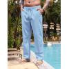 imageCOOFANDY Mens Casual Linen Pants Elastic Waist Drawstring Yoga Beach Pants Lightweight Loose Fit Trousers with PocketsLight Blue