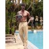 imageCOOFANDY Mens Casual Linen Pants Elastic Waist Drawstring Yoga Beach Pants Lightweight Loose Fit Trousers with PocketsLight Khaki