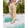 imageCOOFANDY Mens Casual Linen Pants Elastic Waist Drawstring Yoga Beach Pants Lightweight Loose Fit Trousers with PocketsLight Khaki