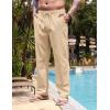 imageCOOFANDY Mens Casual Linen Pants Elastic Waist Drawstring Yoga Beach Pants Lightweight Loose Fit Trousers with PocketsLight Khaki