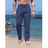 imageCOOFANDY Mens Casual Linen Pants Elastic Waist Drawstring Yoga Beach Pants Lightweight Loose Fit Trousers with PocketsNavy Blue
