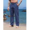 imageCOOFANDY Mens Casual Linen Pants Elastic Waist Drawstring Yoga Beach Pants Lightweight Loose Fit Trousers with PocketsNavy Blue