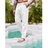 imageCOOFANDY Mens Casual Linen Pants Elastic Waist Drawstring Yoga Beach Pants Lightweight Loose Fit Trousers with PocketsWhite