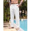 imageCOOFANDY Mens Casual Linen Pants Elastic Waist Drawstring Yoga Beach Pants Lightweight Loose Fit Trousers with PocketsWhite