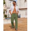 imageCOOFANDY Mens Casual Linen Pants Loose Fit Elastic Waist Drawstring Lightweight Pant Summer Beach TrousersArmy Green