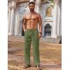 imageCOOFANDY Mens Casual Linen Pants Loose Fit Elastic Waist Drawstring Lightweight Pant Summer Beach TrousersArmy Green