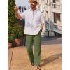 imageCOOFANDY Mens Casual Linen Pants Loose Fit Elastic Waist Drawstring Lightweight Pant Summer Beach TrousersArmy Green