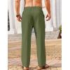 imageCOOFANDY Mens Casual Linen Pants Loose Fit Elastic Waist Drawstring Lightweight Pant Summer Beach TrousersArmy Green