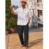 imageCOOFANDY Mens Casual Linen Pants Loose Fit Elastic Waist Drawstring Lightweight Pant Summer Beach TrousersBlack