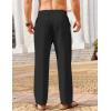 imageCOOFANDY Mens Casual Linen Pants Loose Fit Elastic Waist Drawstring Lightweight Pant Summer Beach TrousersBlack