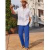 imageCOOFANDY Mens Casual Linen Pants Loose Fit Elastic Waist Drawstring Lightweight Pant Summer Beach TrousersBlue