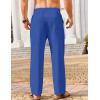 imageCOOFANDY Mens Casual Linen Pants Loose Fit Elastic Waist Drawstring Lightweight Pant Summer Beach TrousersBlue