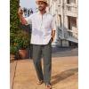 imageCOOFANDY Mens Casual Linen Pants Loose Fit Elastic Waist Drawstring Lightweight Pant Summer Beach TrousersDrak Grey