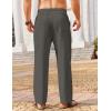 imageCOOFANDY Mens Casual Linen Pants Loose Fit Elastic Waist Drawstring Lightweight Pant Summer Beach TrousersDrak Grey