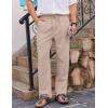 imageCOOFANDY Mens Casual Linen Pants Loose Fit Elastic Waist Drawstring Lightweight Pant Summer Beach TrousersKhaki