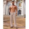 imageCOOFANDY Mens Casual Linen Pants Loose Fit Elastic Waist Drawstring Lightweight Pant Summer Beach TrousersKhaki