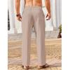 imageCOOFANDY Mens Casual Linen Pants Loose Fit Elastic Waist Drawstring Lightweight Pant Summer Beach TrousersKhaki