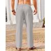 imageCOOFANDY Mens Casual Linen Pants Loose Fit Elastic Waist Drawstring Lightweight Pant Summer Beach TrousersLight Grey