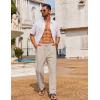 imageCOOFANDY Mens Casual Linen Pants Loose Fit Elastic Waist Drawstring Lightweight Pant Summer Beach TrousersLight Khaki