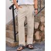 imageCOOFANDY Mens Casual Linen Pants Loose Fit Elastic Waist Drawstring Lightweight Pant Summer Beach TrousersLight Khaki