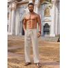 imageCOOFANDY Mens Casual Linen Pants Loose Fit Elastic Waist Drawstring Lightweight Pant Summer Beach TrousersLight Khaki
