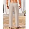 imageCOOFANDY Mens Casual Linen Pants Loose Fit Elastic Waist Drawstring Lightweight Pant Summer Beach TrousersLight Khaki
