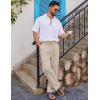 imageCOOFANDY Mens Casual Linen Pants Loose Fit Elastic Waist Drawstring Lightweight Pant Summer Beach TrousersLight Khaki