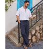 imageCOOFANDY Mens Casual Linen Pants Loose Fit Elastic Waist Drawstring Lightweight Pant Summer Beach TrousersNavy Blue