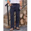 imageCOOFANDY Mens Casual Linen Pants Loose Fit Elastic Waist Drawstring Lightweight Pant Summer Beach TrousersNavy Blue