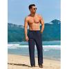 imageCOOFANDY Mens Casual Linen Pants Loose Fit Elastic Waist Drawstring Lightweight Pant Summer Beach TrousersNavy Blue